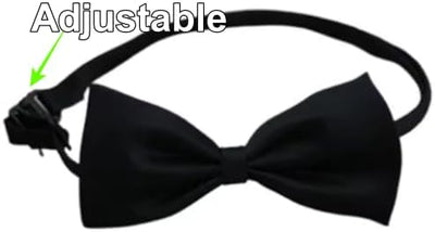 C05 Dog Pet Costume Set Retro Glasses + Bow Tie Small to Medium Breeds 12-30lbs Party Prop Cosplay Party (80s Black-Clear + Black Bow Tie)