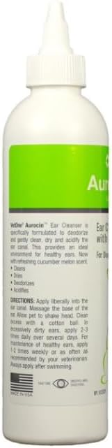Vet One Aurocin CM - Ear Cleanser w/Aloe (Cucumber Melon Scent) 8 oz