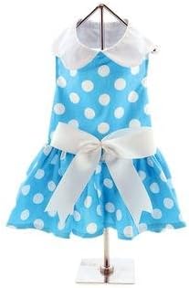 DOGGIE DESIGN Blue Polka Dot Dress w/Leach & D-Ring (Medium)