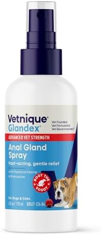 Vetnique Glandex Medicated Anal Gland Anti Itch Spray & Rear End Hygienic Wipes Bundle for Dogs & Cats, Hydrocortisone & Pramoxine Plus DeoPlex Deodorizer with Aloe for Scooting, Itch & Fishy Odor