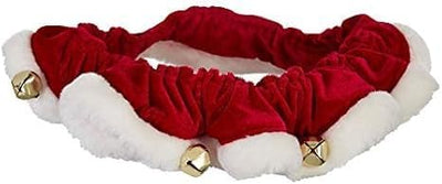 Dog Santa Ruffle/Scrunchy, Christmas Ruffle with Bells | (Size Medium) Soft Elastic Stretchy for Comfortable | Great for Dogs Owner, Neckwear for Dog During The Holidays Great for Family Photos