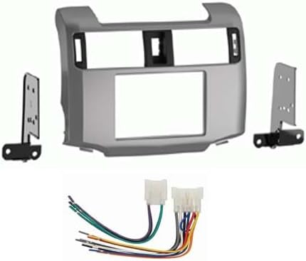 Single and Double DIN Car Stereo Radio Install Kit (Silver) Package Compatible with Toyota 4RUNNER 2010 2011 2012 & 2013 Without Factory Amplifier