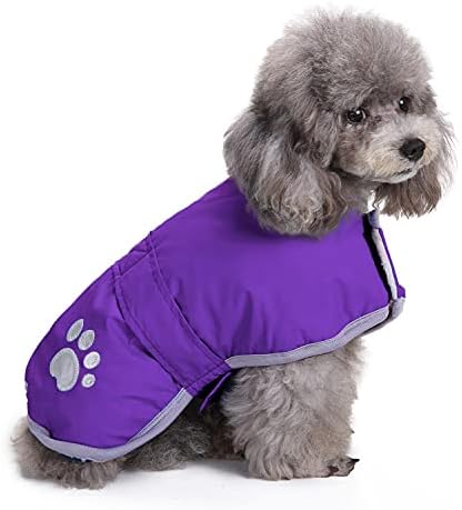 Dog Winter Coat, Cold Weather Fleece Jacket for Dogs, Waterproof Reflective Reversible, for Small, Medium and Large Dogs (Purple, 2XL)