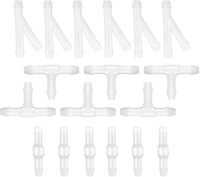 AUCELI Car Windshield Washer Hose Connector Kit, 18PCS 3 Way Type Vehicle Windscreen Water Pipe Adapter, Automotive Wind Screen Wiper Jet Fluid Hose Fitting Splitter, Universal Fit (White)