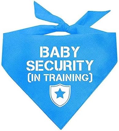 Baby Security in Training Dog Bandana | 100% Cotton Adjustable Triangle | Made in USA | New Baby | Pregnancy Announcement Photoshoot Prop | Gender Reveal | Turquoise X-Small (223)