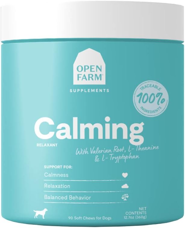Calming Chews, Dog Supplement, Dog Vitamins, Promote Calmness and Reduce Anxiousness Using Traceable and Vet-Approved Ingredients, 12.7 oz, 90 Count