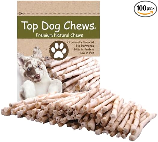 All Natural Rawhide Dog Twists (100 Pack), Natural Chew Sticks for Healthy Teeth and Happy Dogs, Delicious Dog Treats for Canine Dental Care