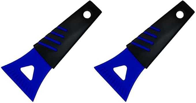 Ice Scraper for Car Windshield, 2PCS Plastic Handheld Vehicle Window Snow Frost LCE Remover Cleaning Freezer with Non-Slip Handle, Auto Freezer Shovel Defroster, Universal Fit (Blue)