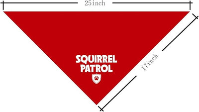 Squirrel Patrol Triangle Scarf - Funny Cute Dog Bandana for Small to Large Dogs - Red, Gift for Dog Lovers (D20)