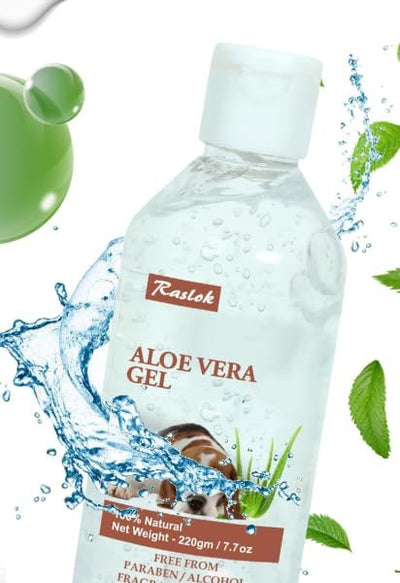 Raslok Aloe Vera Gel for Dog (Canine) 99% Natural, Hydrating Skin & Coat Care – Free from Paraben, Alcohol, Fragrance & Color – 220gm (7.7oz)