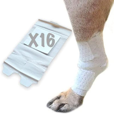 PawFlex Joint and Large Area Wound Bandages for Dogs Cats & Other Pets. Great for Leg Joint sprains and Tail Injuries! Non Adhesive Breathable Non-Slip Disposable Washable Value Pack (Small 16pk)