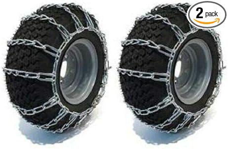 4.10X3.50X6 410/350-6 12.25X3.50 12X350-6 Snow Thrower Tire Chains, 2-Link Spacing On Cross Chain