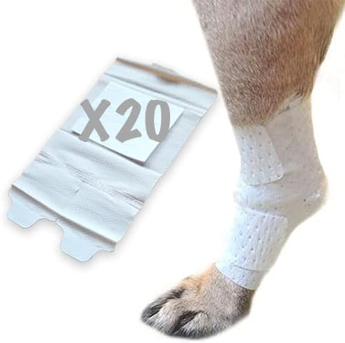 PawFlex Joint and Large Area Wound Bandages for Dogs Cats & Other Pets. Great for Leg Joint sprains and Tail Injuries! Non Adhesive Breathable Non-Slip Disposable Washable Value Pack (2XS/XS 20pk)