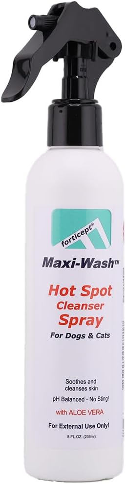 Maxi-Wash Hot Spot Cleansing Spray Treatment, Wound Care & Itch Relief Spray for Dogs and Cats. Relives Scratching, Rashes, Sores, Itchy Skin and Paw Licking 8 oz