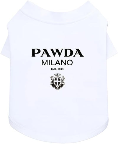 Everything Chic Luxury Designer Dog T Shirt – Trendy Puppy Clothes for Small Dogs, Fashion Pet Tee for French Bulldogs & Chihuahuas, Everything Chic Dog Apparel Large PawdaWhite