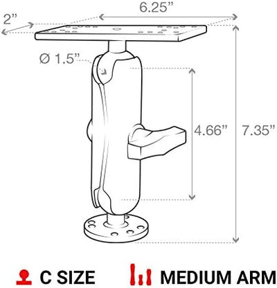 RAM MOUNTS Drill-Down Marine Electronics Mount – Fish Finder & GPS Mount with Medium Arm (RAM-111U)