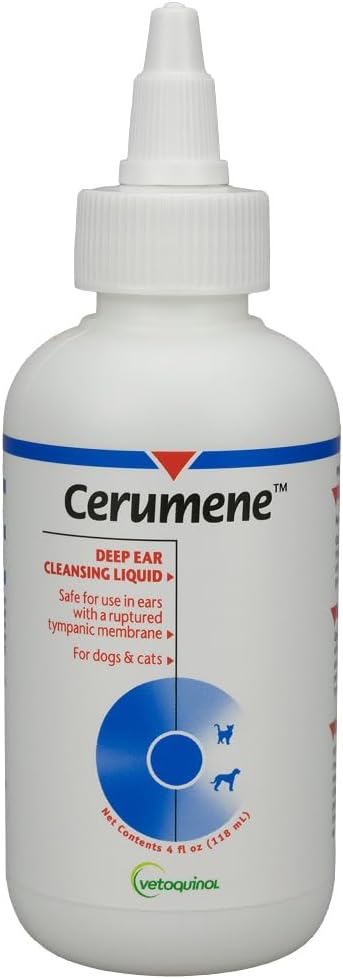 Cerumene Deep Ear Cleansing Liquid - Ear Cleaner with Gentle Formula for Cats & Dogs - Supports Wax Softening & Canal Comfort - Quick-Drying Liquid Form - 4oz