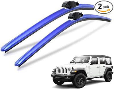 Clix Wipers Windshield Wiper Blades 16"/16" Set of 2, Fits Jeep Wrangler JK, JKU, JL, JLU & Gladiator JT, All-Weather Premium Replacement Wipers with Quick Clips, 2007-2025 Jeep Accessories, Blue