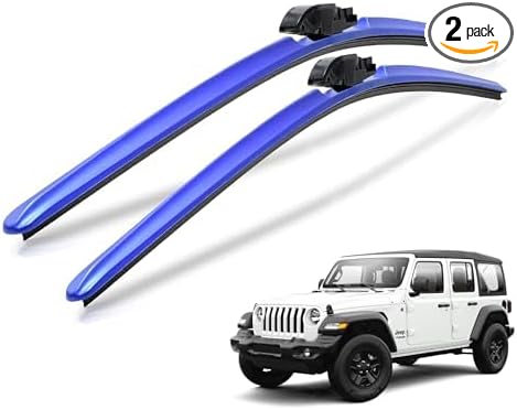 Clix Wipers Windshield Wiper Blades 16"/16" Set of 2, Fits Jeep Wrangler JK, JKU, JL, JLU & Gladiator JT, All-Weather Premium Replacement Wipers with Quick Clips, 2007-2025 Jeep Accessories, Blue