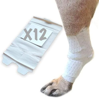 PawFlex Joint and Large Area Wound Bandages for Dogs Cats & Other Pets. Great for Leg Joint sprains and Tail Injuries! Non Adhesive Breathable Non-Slip Disposable Washable Value Pack (Small 12pk)