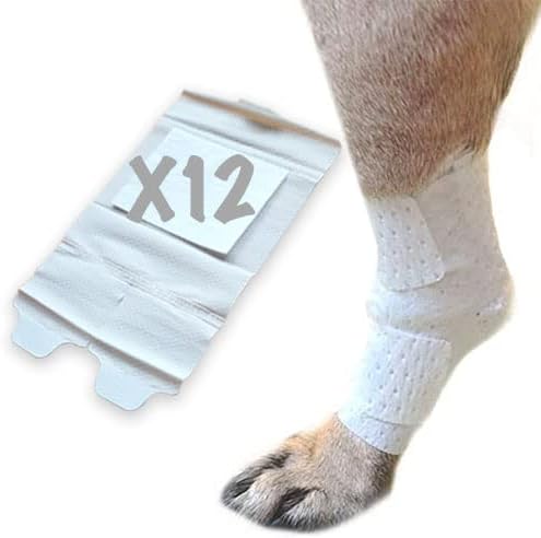 Joint and Large Area Wound Bandages for Dogs Cats & Other Pets. Great for Leg Joint sprains and Tail Injuries! Non Adhesive Breathable Non-Slip Disposable Washable Value Pack (Small 12pk)