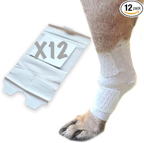 PawFlex Joint and Large Area Wound Bandages for Dogs Cats & Other Pets. Great for Leg Joint sprains and Tail Injuries! Non Adhesive Breathable Non-Slip Disposable Washable Value Pack (2XS/XS 12pk)