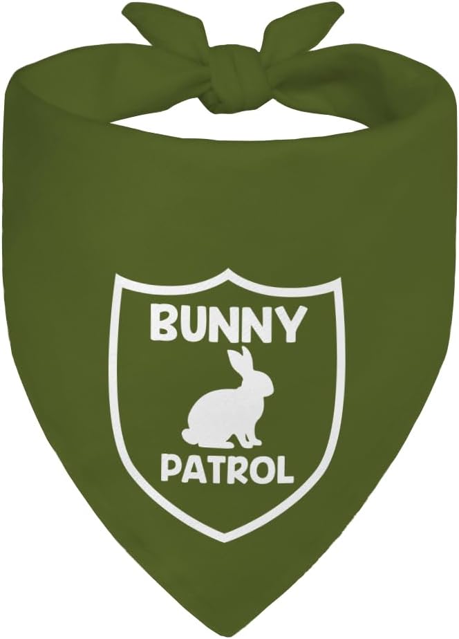 Bunny Patrol Green Dog Bandana, Funny Easter Pet Scarf Accessory Photo Prop for Outdoor Adventure Hiking Camping Mountain, Gifts for Ranger, Christmas Birthday Gifts for Puppy Lover Dad Mom