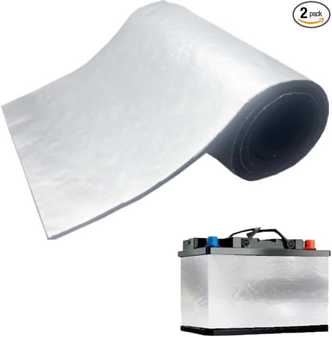 2 PC Battery Insulation Kit 40"x7" Battery Blanket Battery Wrap Heat Shield Extreme Temperature Protection in Cold Weather and Hot Summer for Car Truck RV