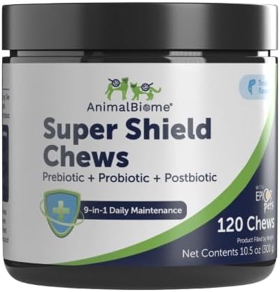 Super Shield 9-in-1 Probiotic Soft Chews for Dogs, Trout Flavor – Allergy, Joint & Immune Support, Omega 3, Chewable Probiotic, Prebiotic, Postbiotic, Skin & Coat Health, 120 Count