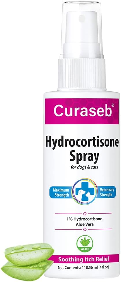 Hydrocortisone Spray for Dogs & Cats – Instant Itch Relief for Hot Spots, Paw Licking, Rashes, Allergies, Bites, Dry Skin – with Soothing Aloe, 4oz