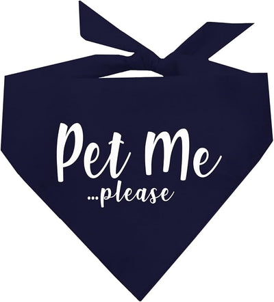 Pet Me Please Dog Bandana (Navy, XS 61)