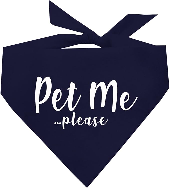 Pet Me Please Dog Bandana (Navy, OS 61)