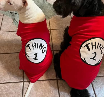 Dog Shirts for Pet Clothes Soft Breathable Puppy Shirts Pop Culture Thing 1 to Thing 9 Printed Pet T-Shirt (RED-3, X-Large)