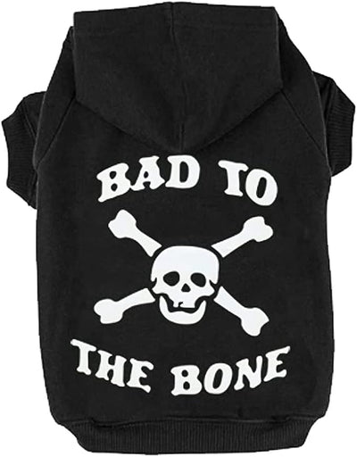 EXPAWLORER Dog Hoodie - Bad to The Bone Lettered, Dog Sweater with Hat, Pet Fall Cold Winter Clothes with Built-in Dog Lead Hole, Pet Warm Outfit for Cats and Small to Large Dogs (X-Large)