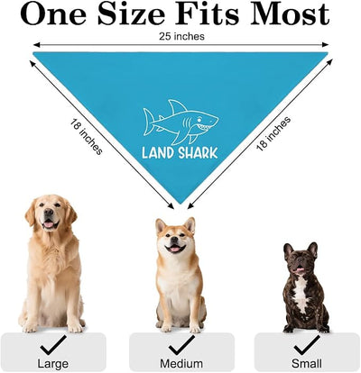 Land Shark Funny Dog Bandana, Cute Summer Ocean Dogs Bandana, Blue Shark Pet Scarf Accessories for Boy Girl, Sharkdog Outdoor Hiking Beach Bandanas, New Pet Birthday Gifts for Dogs Lovers