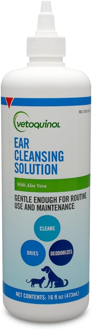 Ear Cleansing Solution - Gentle Cleaner to Remove Dirt & Debris - Easy-to-Use Drops for Cats & Dogs - Support Clean and Fresh-Smelling Ears - Ideal for Routine Pet Hygiene - 16 Ounces