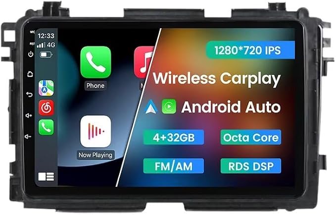 5GWiFi Upgrade Car Stereo Radio for Honda Vezel HR-V HRV 2013-2022 - Android 8-Core Wireless Carplay Android Auto GPS Navigation - 4GB+32GB 9 Inch Touchscreen Blue-Tooth RDS FM AM DSP