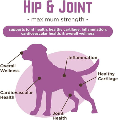 Dr. Joseph's VetPro Complete Dog Hip & Joint Wellness Supplement – High-Strength Glucosamine, MSM, Omega & Chondroitin Chews and Breeds – Vet Formulated Chicken Dog Treat - 60 Count