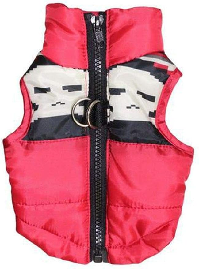 Winter Waterproof Windproof Vest Coat for Cold Weather - Warm Jacket for Small Medium Dogs (Not Suitable for Big Dogs) Red/White L
