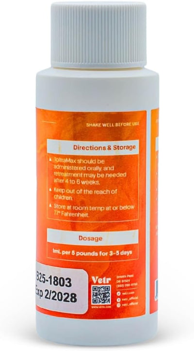 Toltrazuril 5.0% for Horses, Dogs, Cats, 60mL/2 Ounce, for Non-Food Chain Animals