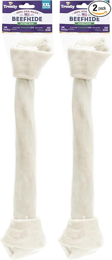 USA Beefhide Bones 15-17" Dog Chew Treats - Natural Flavor, 1 Count/2 Pack
