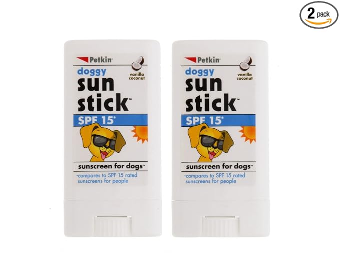 Dog Sunscreen Sunstick, 2 Pack – Sunscreen for Dogs and Puppies, SPF 15 – Simply Rub on Anytime for Instant Sun Protection – Vanilla Coconut Scent,.5 oz Net Weight – Ideal for Travel