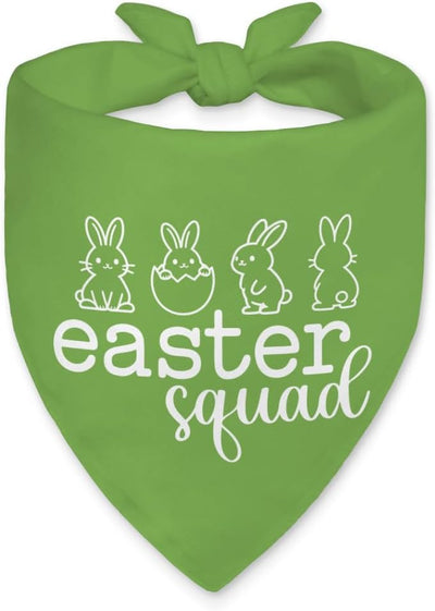 Easter Squad Funny Dog Bandana, Happy Easter Dog Bandana for Girls Boys Puppies, Green Spring Holiday Rabbit Pet Scarf Accessories, Cute Easter Pet Gifts for Dogs Lover Mom Dad