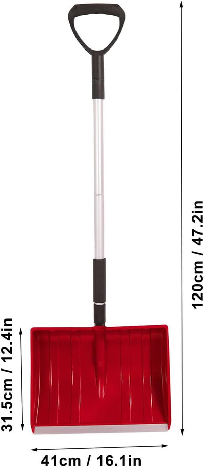 Snow Shovel Detachable Lightweight Portable Heavy Duty Adjustable Length Emergency Car Garden Camping Outdoor Aluminum PP Material 47.2 Inch (Red)