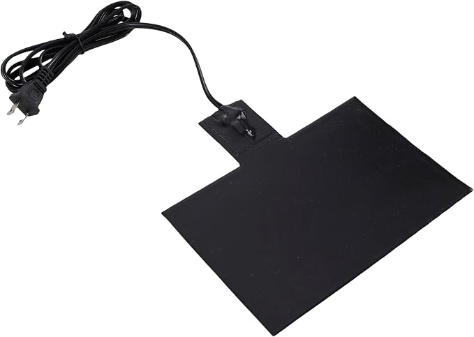8-1/2'' x 7-7/8'' Silicone Battery Heater Pad with Thermostatically Control and Plug, Automotive Electric Silicone Battery Warmer Pad, 120V, 60Watts, Grey