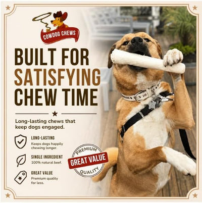 Cowdog Chews Retriever Roll 9-10 inch All Natural Rawhide Dog Treat (5 Pack)