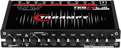 TARAMPS TEQ 7.4 Pro Car Audio Systems 7 Band Graphic Equalizer EQ Blue Lighting Advance Capability Input Channel Adjustment Main Volume Control Adjustable Subwoofer Volume with LPF