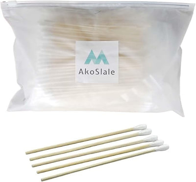 Dog Ear Swabs 600 Count Refill – 6 Inch Bamboo Cotton Swabs for Dogs & Cats, Lint-Free Large Absorbent Round Tips for Ear Wax Cleaning & Tear Stain Removal, 6 Resealable Packs (No Box)