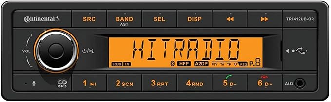 Continental TR7412UB-OR European Style 12v Radio Orange Display Bluetooth Bundle with AC111