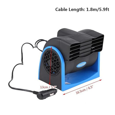 12V Car Auto Cooling Fan, 6.5 x 5.1inch Car Fans Car Vehicle Electric Cooling Fan 2 Speed Auto Mini Adjustable Speed Cooling Air Fan, Cable Length 5.2ft